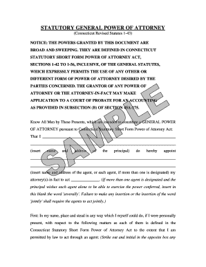 Connecticut Statutory General Power of Attorney