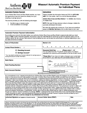 Missouri Automatic Premium Payment Authorization