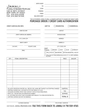Purchase Order Credit Card Authorization