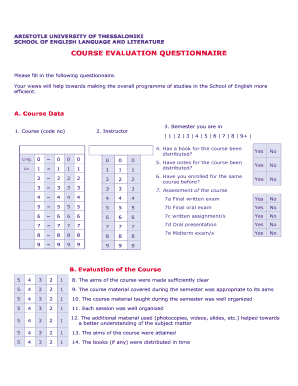 Course Evaluation Questionnaire