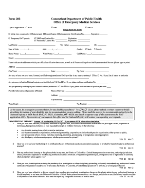 Connecticut EMT Certification Application Form 202