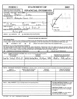 Florida Financial Interest Disclosure Form 1