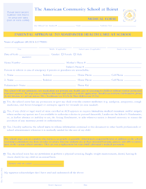American Community School Beirut Medical Form