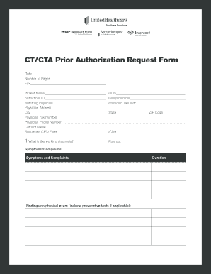 CT/CTA Prior Authorization Request Form