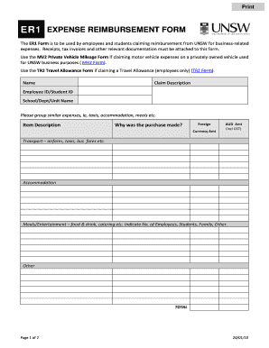 UNSW Expense Reimbursement Form