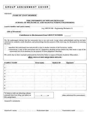 Group Assignment Cover Sheet