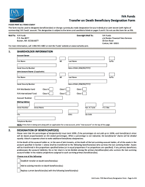 IVA Funds Transfer on Death Beneficiary Designation Form