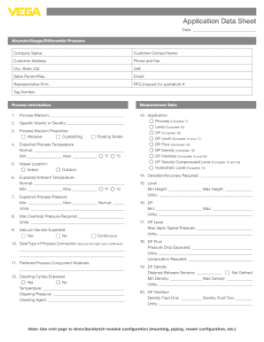 Application Data Sheet for Pressure Measurement