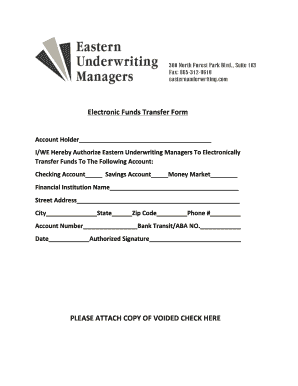 Electronic Funds Transfer Authorization Form