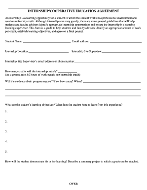 Internship Cooperative Education Agreement