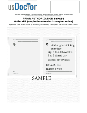 Adderall Prior Authorization Form