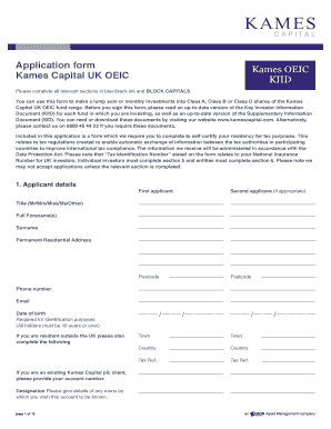 Kames Capital UK OEIC Investment Application Form