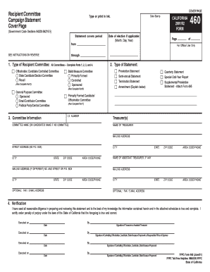 California Form 460 Campaign Statement