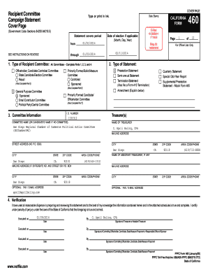 California Form 460 Campaign Statement