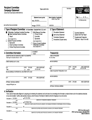 California Campaign Statement Form 460