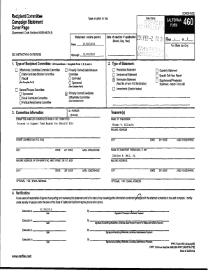 California Form 460 Campaign Statement