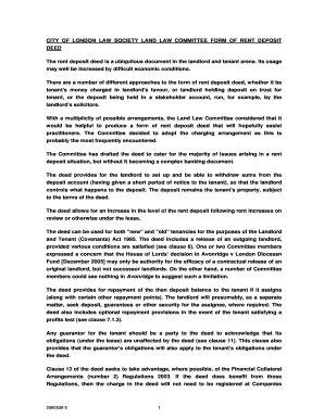 City of London Rent Deposit Deed