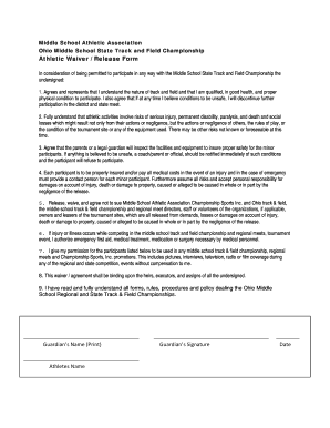 Ohio Middle School Track and Field Waiver