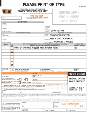 Straight Bill of Lading