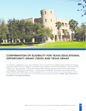 Texas Grant Eligibility Confirmation Form