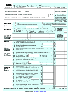 US Individual Income Tax Return 2014