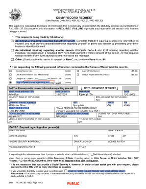 state of ohio bmv driving record