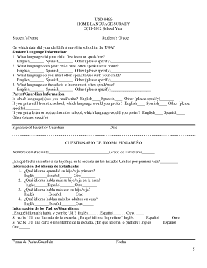 Home Language Survey Form