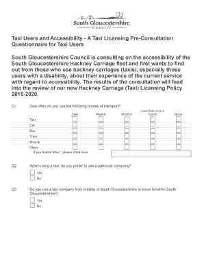 Taxi Users Accessibility Questionnaire