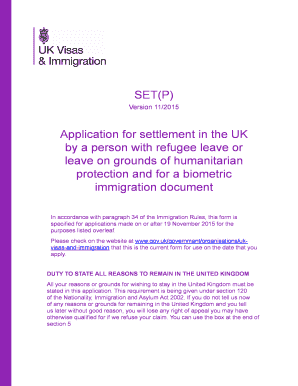 UK Settlement Application for Refugees