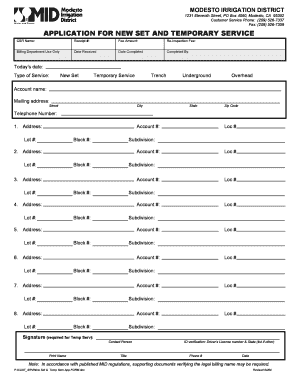 Modesto Irrigation District Service Application