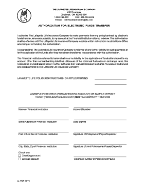 Authorization for Electronic Funds Transfer