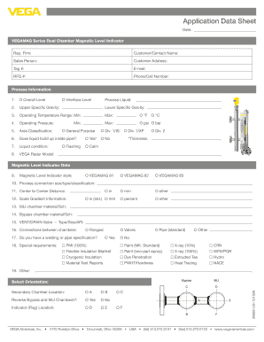 VEGAMAG Series Dual Chamber Magnetic Level Indicator Application Data Sheet