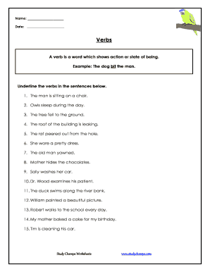 Verb Worksheet
