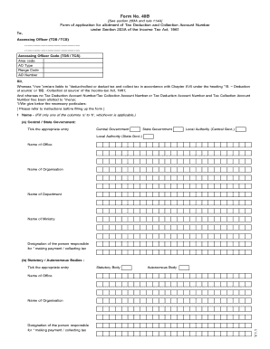 Form 49B Application for TAN