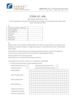 Form 49B Application for TAN