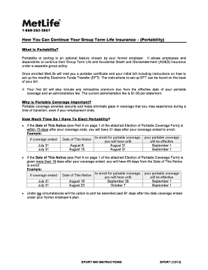 Election of Portable Coverage Form