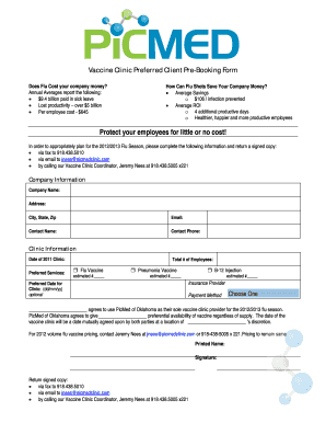 Vaccine Clinic Pre-Booking Form