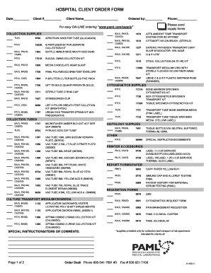 Hospital Client Order Form
