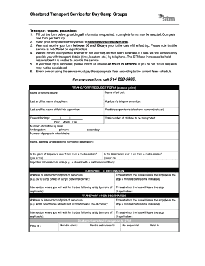 Formulaire de demande de navette scolaire