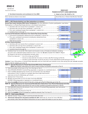 Kentucky Passive Activity Loss Limitations Form 8582-K