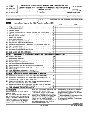 Form 5074 Allocation of Individual Income Tax to Guam or CNMI