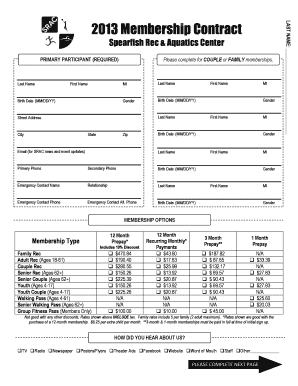 2013 Membership Contract