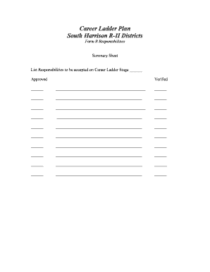 Career Ladder Plan Responsibilities Summary Sheet