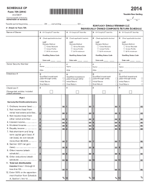 Kentucky Single Member LLC Tax Form 725