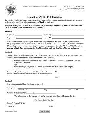 IRS Form 990-N Request