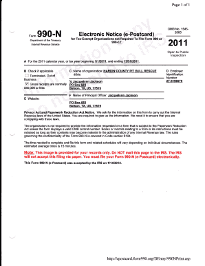 Form 990-N Electronic Notice