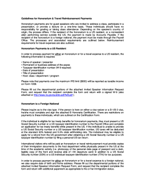 Honorarium and Travel Reimbursement Guidelines