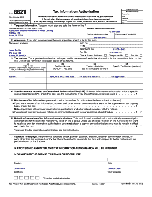 IRS Form 8821 Tax Information Authorization