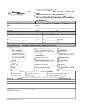 Pre-Certification Request Form