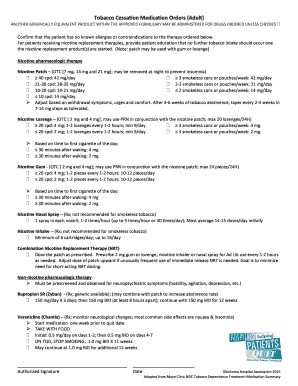 Tobacco Cessation Medication Orders